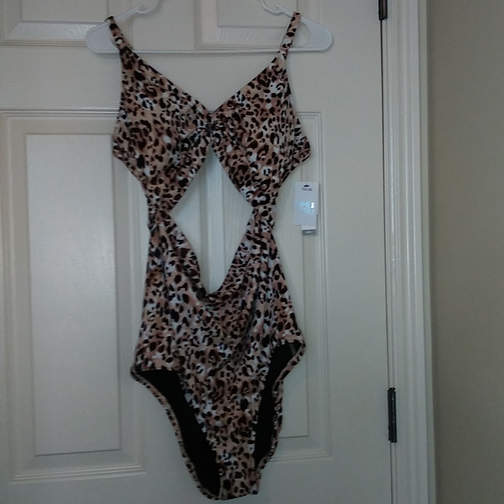 Leopard print cut out swimsuit